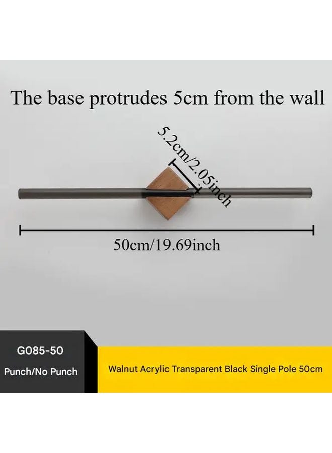 Walnut Black Acrylic No Drill Bathroom Towel Rack Wall Mounted Single Rod Modern Minimalist - Image 4